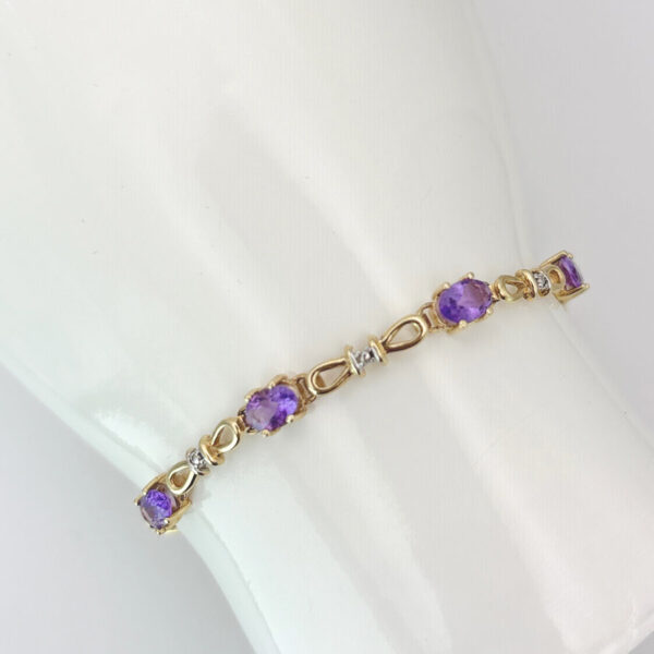 9Ct-Gold-Bracelet-Set-With-Amethyst-and-Diamonds-3 9ct Gold Bracelet Set With Amethyst and Diamonds