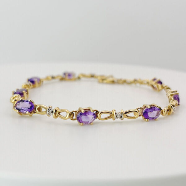 9Ct-Gold-Bracelet-Set-With-Amethyst-and-Diamonds-4 9ct Gold Bracelet Set With Amethyst and Diamonds
