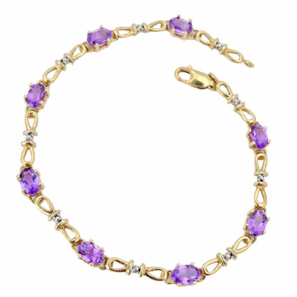 9Ct-Gold-Bracelet-Set-With-Amethyst-and-Diamonds 9ct Gold Bracelet Set With Amethyst and Diamonds