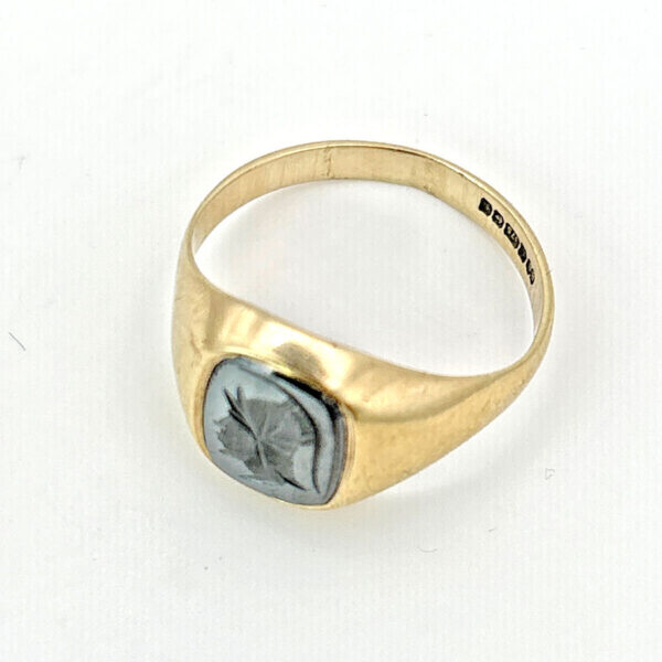 9ct Gold Hematite Roman Head Intaglio Ring Birmingham