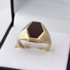 9ct Gold Mens With Hexagonal Carnelian Signet Ring