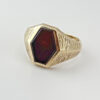 9ct Gold Mens With Hexagonal Carnelian Signet Ring