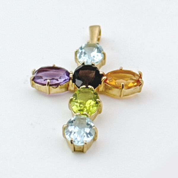 9ct-Gold-Multi-Gemstones-Crucifix-Pendant-2 9ct Gold Multi Gemstones Crucifix Pendant