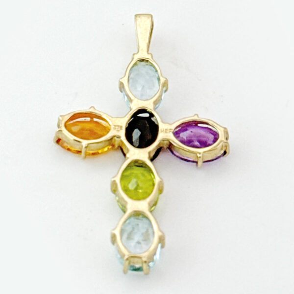 9ct-Gold-Multi-Gemstones-Crucifix-Pendant-3 9ct Gold Multi Gemstones Crucifix Pendant