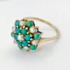 9ct Gold Turquoise & Pearl Cluster Ring