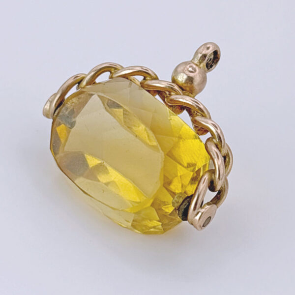 9ct Rose Gold Swivel Citrine Twisted Rope Fob Seal