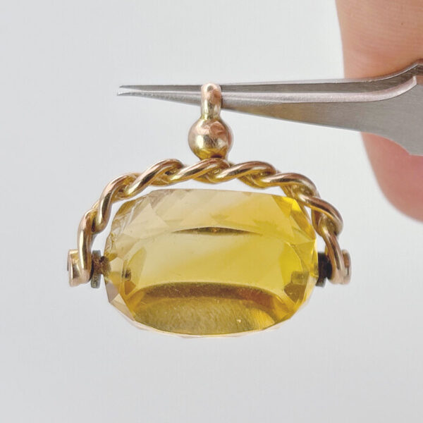 9ct Rose Gold Swivel Citrine Twisted Rope Fob Seal