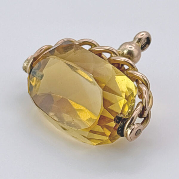 9ct Rose Gold Swivel Citrine Twisted Rope Fob Seal