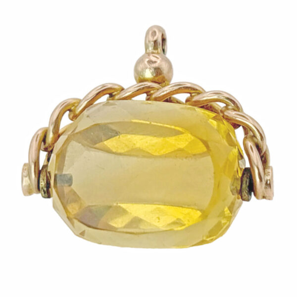 9ct Rose Gold Swivel Citrine Twisted Rope Fob Seal