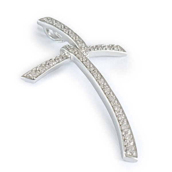 9ct White Gold and  Diamonds Knot Cross Pendant