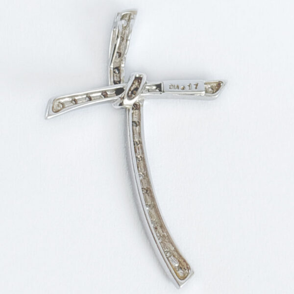 9ct White Gold and  Diamonds Knot Cross Pendant