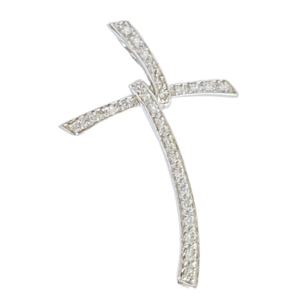 9ct White Gold and  Diamonds Knot Cross Pendant