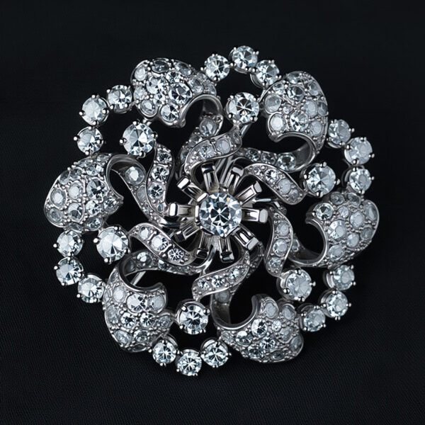 Antique Starburst Diamond and Platinum Brooch C1930