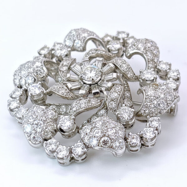Antique Starburst Diamond and Platinum Brooch C1930