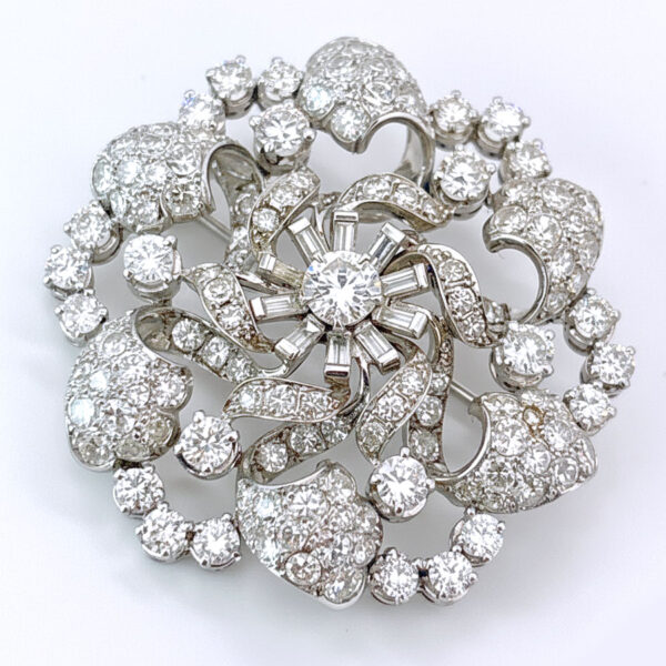 Antique Starburst Diamond and Platinum Brooch C1930