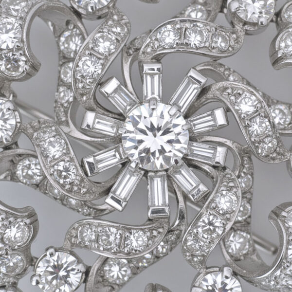 Antique Starburst Diamond and Platinum Brooch C1930