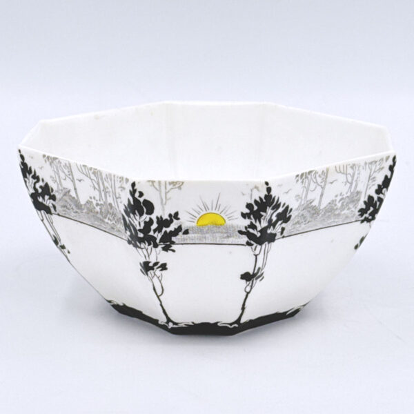 Art Deco Shelley Queen Anne Sugar Bowl  Sunrise And Tall Trees 11479