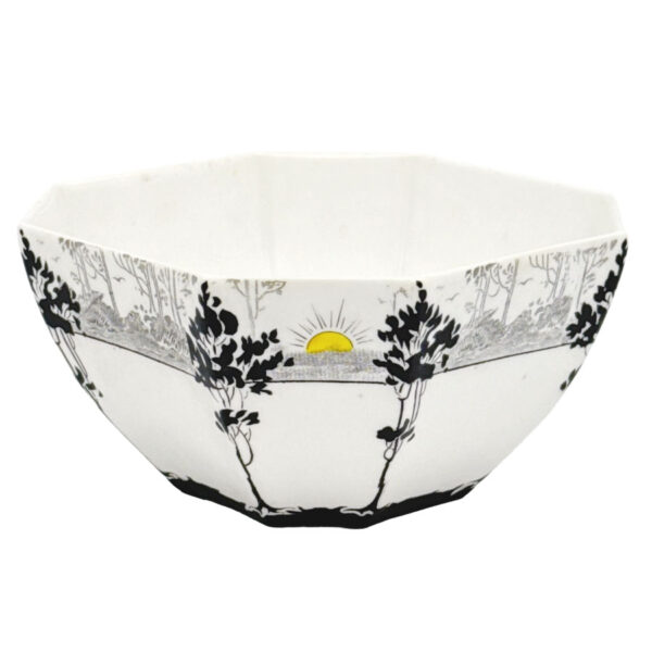 Art Deco Shelley Queen Anne Sugar Bowl  Sunrise And Tall Trees 11479