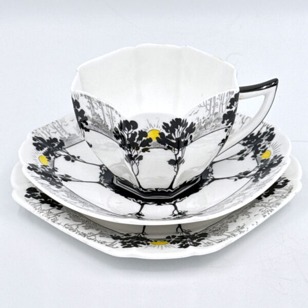 Art Deco Shelley Queen Anne Trio Sunrise And Tall Trees 11479