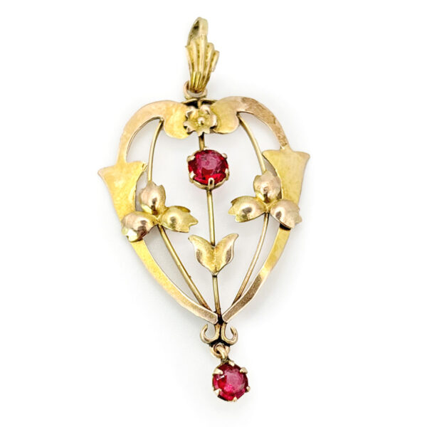Art Nouveau 9ct Garnet Pendant C1910