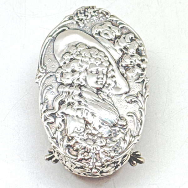 Art Nouveau Hallmarked Silver Decorative Trinket Box  Birmingham 1905