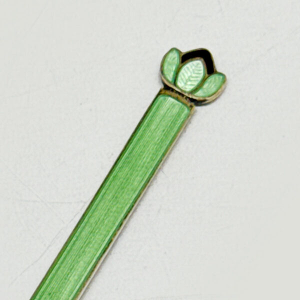 David Anderson Art Deco Green and Black Enamel Preserve Spoon C1940
