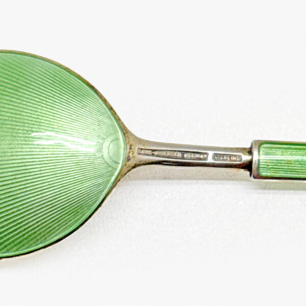 David Anderson Art Deco Green and Black Enamel Preserve Spoon C1940