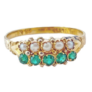Georgian 15Ct Gold Emerald and Split Pearl Ring C1821