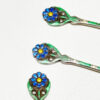 Hallmarked Silver Birmingham 1941 Art Deco Enamel Coffee Spoons