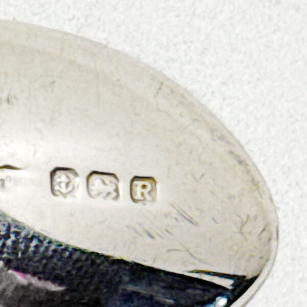 Hallmarked Silver Birmingham 1941 Art Deco Enamel Coffee Spoons
