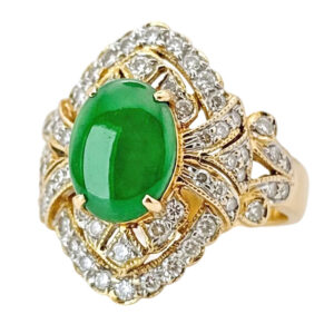 18ct Gold Jade And Diamond Dress Ring