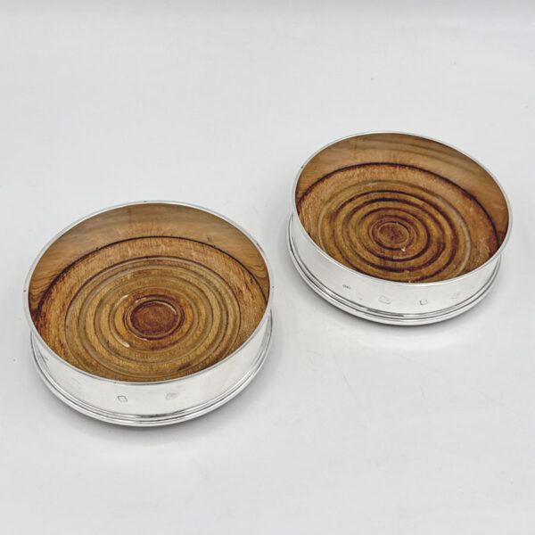 Pair Hallmarked  Silver Wine Coaster London 1989