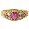 Victorian-15Ct-Gold-Garnet-and-Split-Pearl-Ring-Birmingham 15ct Gold Victorian Ring with Garnet and Split Pearl, Birmingham