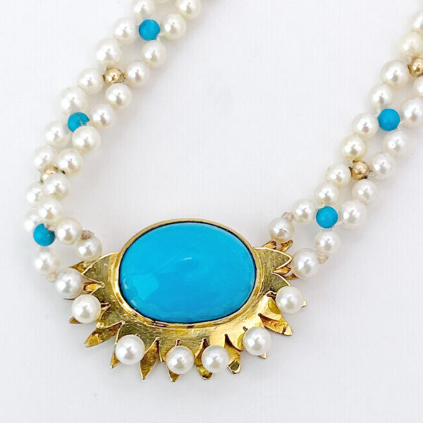 Victorian Seed Pearl and Turquoise Necklace C1880