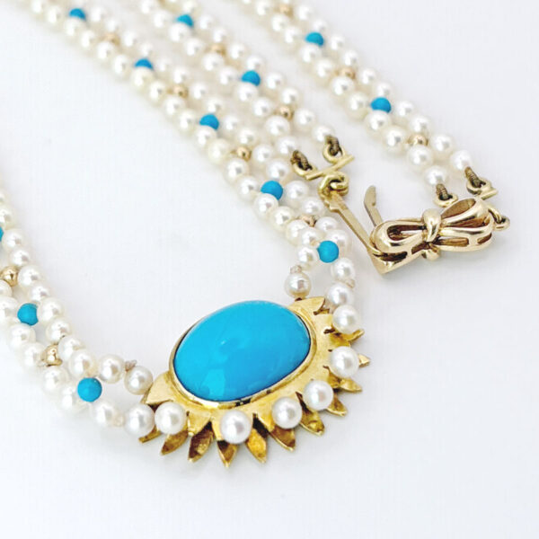 Victorian Seed Pearl and Turquoise Necklace C1880