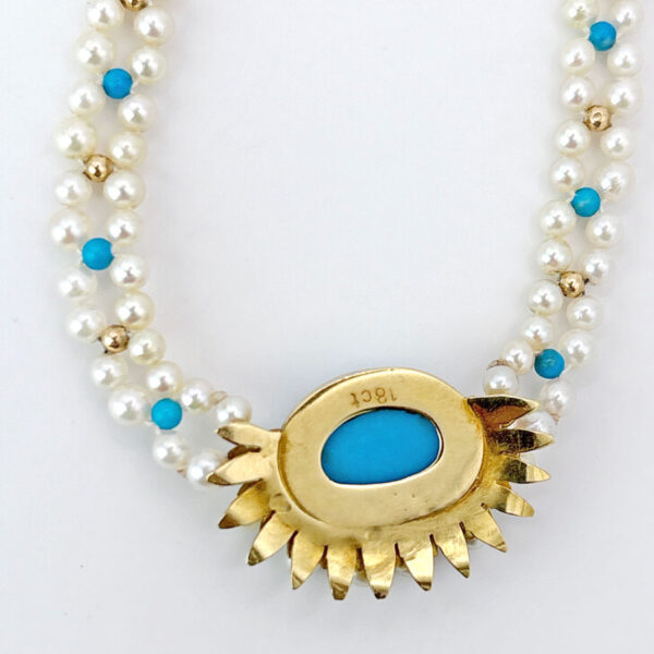 Victorian Seed Pearl and Turquoise Necklace C1880
