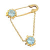 Zandra Rhodes Topaz Gem Set Safety Pin Brooch 9ct