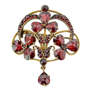 Art Nouveau 9ct Gold Garnet Brooch