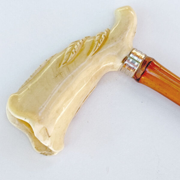 Art Nouveau Bamboo and Carved Ivorine Walking Stick