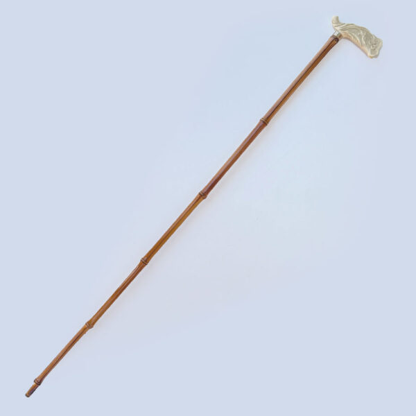 Art Nouveau Bamboo and Carved Ivorine Walking Stick