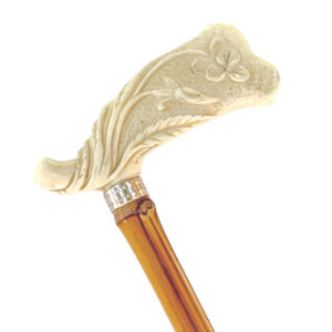 Art Nouveau Bamboo and Carved Ivorine Walking Stick
