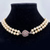 Cultured-Double-Strand-Pearl-Necklace-18ct-Gold-Ruby-Set-Clasp-3 Cultured Double Strand Pearl Necklace 18ct Gold Ruby Set Clasp