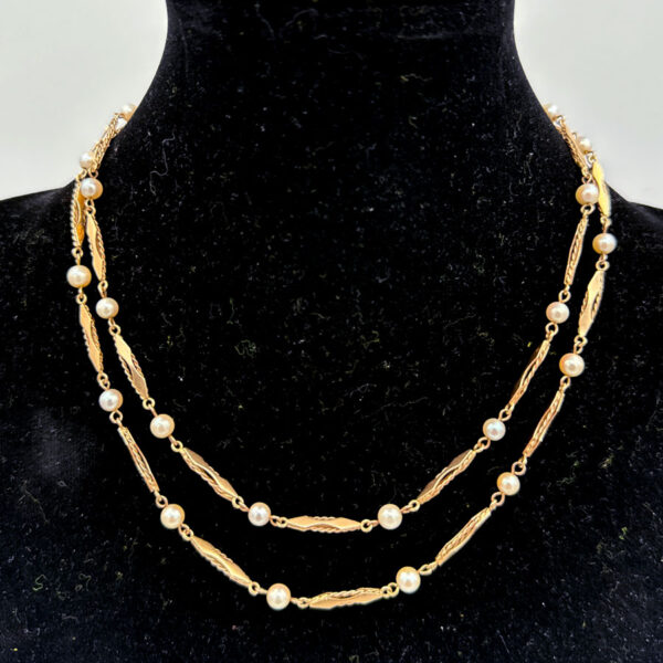Cultured-Pearl-and-14ct-Gold-Necklace-1 Cultured Pearl and 14ct Gold Necklace