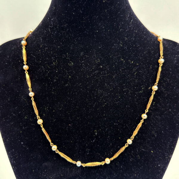 Cultured-Pearl-and-14ct-Gold-Necklace-2 Cultured Pearl and 14ct Gold Necklace