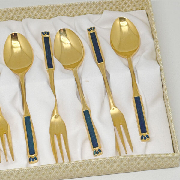 Eetrite 24ct Gold Plated Royal Albert Heirloom Cake Forks and Tea Spoons