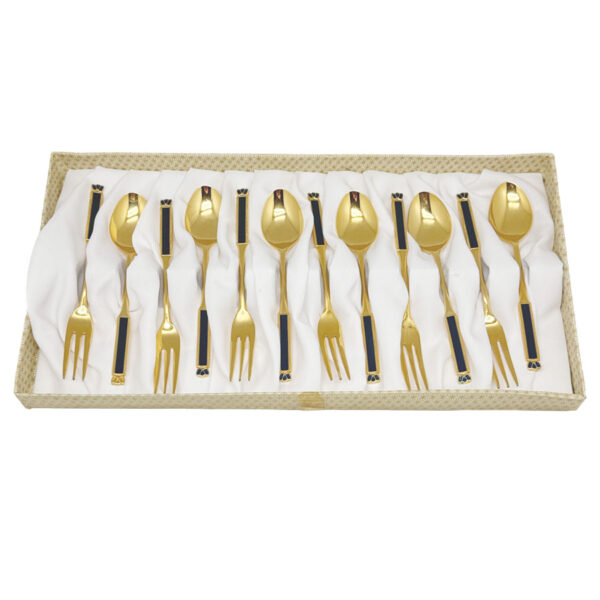 Eetrite 24ct Gold Plated Royal Albert Heirloom Cake Forks and Tea Spoons