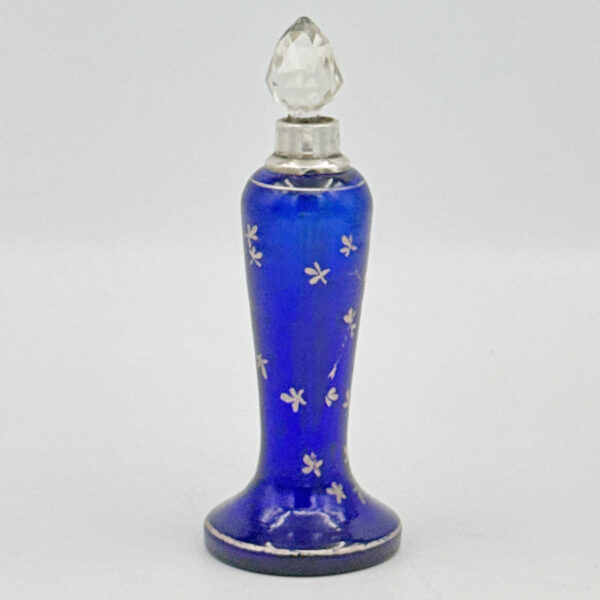 Hallmarked Silver Rim Cobalt Blue Glass With Silver Overlay Peacock