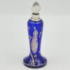 Hallmarked Silver Rim Cobalt Blue Glass With Silver Overlay Peacock