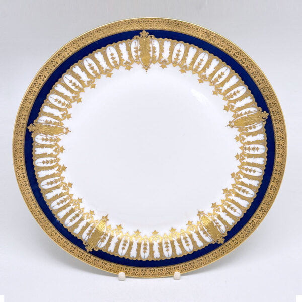 Haviland-And-Co-Limoges-Cobalt-Blue-Raised-Gilt-Border-Plate-1 Haviland And Co Limoges Cobalt Blue Raised Gilt Border Plate C1889