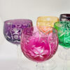 Set of Six Multi Coloured Bohemian Crystal Wine Glasses